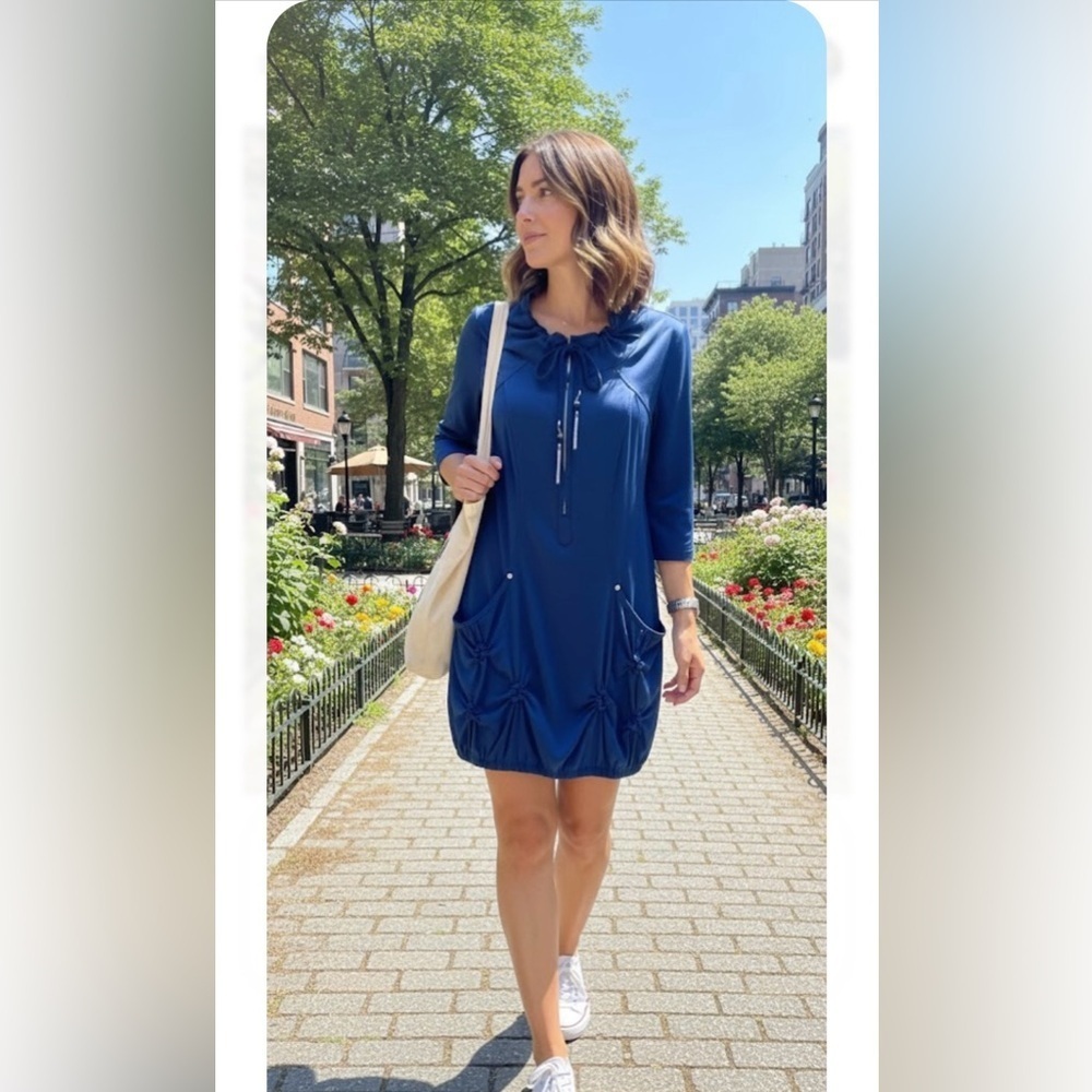 Tribal.   Blue Mini Dress Chic and Versatile